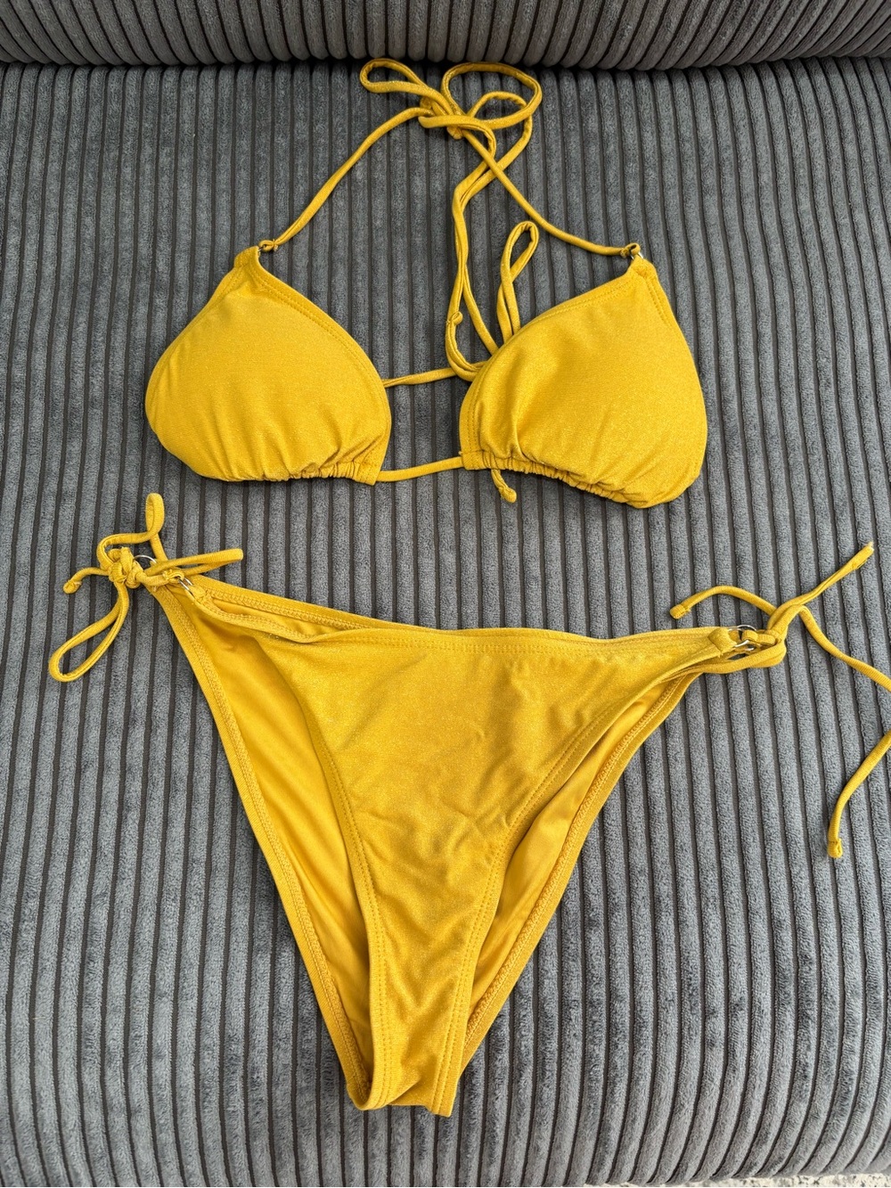 Yellow Triangle String Bikini - Women Swim